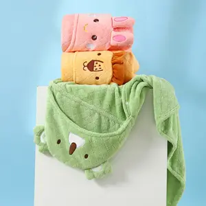 رداء حمام للأطفال بتصميم حيوانات ، رداء حمام بغطاء للرأس من الفانيلا والرضع برأس حيوان كرتوني