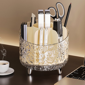 Rotating Cosmetic Storage Rack Glacier Patterns Plastic <b>Makeup</b> Organizer Vanity Tabletop Storage <b>Box</b> - Product Image 3