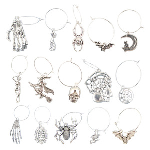Halloween Skull Wine Glass Rings Metal Charm Tags For Red Wine Bottle Identification Simple Style CXS-JH-01 - Product Image 3