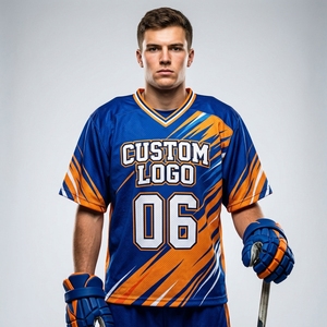 Maillot de lacrosse bleu marine unisexe en maille respirante, coupe athlétique, pour hommes et femmes, entraînement et matchs d'équipe - Product Image 5