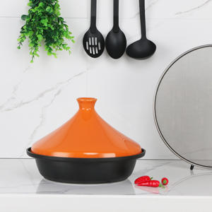 Tagine 32 cm en aluminium antiadhésif avec base à induction, grande tagine marocaine de cuisine avec couvercle en porcelaine - Product Image 5