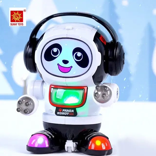 Robot de juguete educativo con sonido y luces giratorias para niños, robot panda con brazo oscilante, inteligente