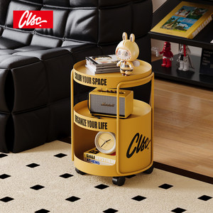 Table de chevet vintage en métal CLSC avec espace de rangement et roulettes pour chambre à coucher, salon et petit appartement - Product Image 4