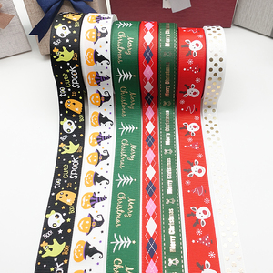 Colorido barato huellas árbol de Navidad tejer grogrén (ligamento tafetán <span class=keywords><strong>cinta</strong></span> para celebrar la Navidad - Product Image 5