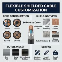 Cable de Control Flexible Blindado de Cu/PVC/PVC 300/500V, 2-4 Hilos, 0.5-2.5mm², con Conductor de Cobre Libre de Oxígeno Trenzado
