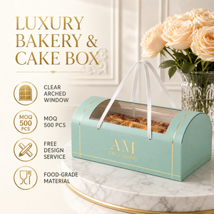Custom Logo Eco-Friendly Biodegradable Food Grade Bakery Gift Box Clear Window <b>Ribbon</b> Handle Recycled Materials Four-Color Sugar - Product Image 1