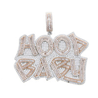 DUOYING Dropshipping Capuche Bébé Hip Hop Bijoux Charmes Pendentif Moissanite Chaîne Nom Pendentifs Collier Diamants Glacé Hommes