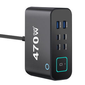 Station de charge USB-C 470W, chargeur rapide 6 ports (4C+2A) à technologie GaN, affichage de puissance TFT LCD, PD3.1 140W PPS pour <span class=keywords><strong>iPhone</strong></span> 17 et ordinateur portable - Product Image 1