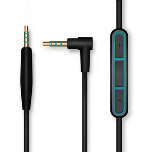 3.5mm Jack Black Blue Gaming Headphone Audio Cable with Volume Control button Audio Cable for Bose qc25 QC35 OE2 LIVE2