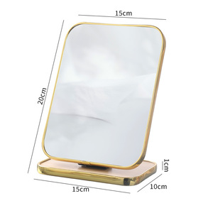 Specchio da Tavolo Rotondo Personalizzato per Trucco, Specchio Cosmetico Quotidiano Rotondo e Quadrato in Legno - Product Image 1