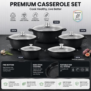 Ensemble de 10 casseroles et faitouts professionnels en aluminium avec revêtement granit pour cuisinière à gaz à flamme nue - Product Image 2