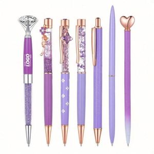 Juego de Bolígrafos de Acero Inoxidable con Cristales de Diamante - Bolígrafos Promocionales con Serigrafía para Escribir en el Diario, Tinta Negra, Regalos Elegantes y Bonitos - Product Image 1