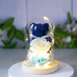 TC Hot <strong>Sale</strong> Eternal <strong>Rose</strong> Flower in LED Glass Dome Valentine Mother's Day New Design Gift Preserved <strong>Moss</strong> Bear <strong>Rose</strong> Bouquet Gift - Product Image 5