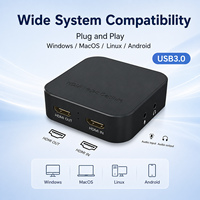 Tarjeta Capturadora de Video USB 3.0 HDMI 1080P 60Hz con Salida en Bucle, Entrada de Micrófono de 3.5mm, Salida de Audio, Caja Grabadora para Transmisión en Vivo para PS5, Switch, PC