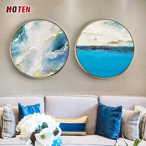 <span class=keywords><strong>Peinture</strong></span> décorative d'art moderne minimaliste abstraite <span class=keywords><strong>ronde</strong></span> en trois dimensions, paysage marin à l'huile <span class=keywords><strong>sur</strong></span> <span class=keywords><strong>toile</strong></span>, peinte à la main, pour salon - Product Image 5