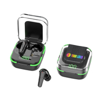 Headset Gaming Mini OEM Logo Kustom HiFi Stereo Earbuds Indikator Baterai LED Peredam Kebisingan Dalam Telinga BT 5.4 Latensi Rendah Sentuh