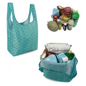 Sac fourre-tout écologique personnalisé, sac de courses pliable en nylon recyclé, sac de courses pliable en polyester, sac de courses réutilisable écologique - Product Image 2