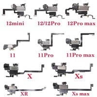 Earpiece dengan Proximity Sensor cahaya kabel Flex untuk iPhone X, XR, XS, MAX 11 12 Pro max, suku cadang pengganti Speaker telinga Mini
