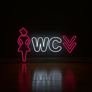 WC Toiletten Logo-Buchstaben Acryl LED-Schild freies Design LED-Nachtlicht wandmontage Dekor Neonlicht benutzerdefiniertes Neonzeichen - Product Image 2