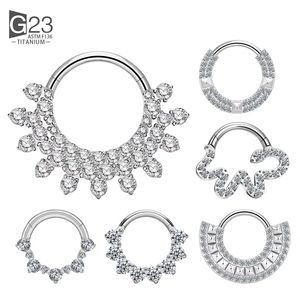Anneau de piercing en titane ASTM F136 pour oreille, nez, cartilage, avec zircone cubique, anneaux segmentés, clicker, anneau de tragus, bijoux - Product Image 3