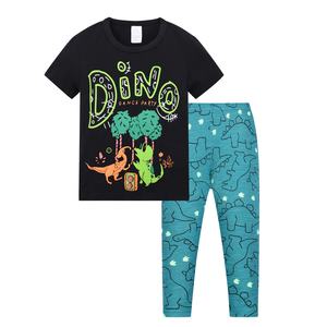 Pigiama in Cotone per Bambini e Bambine con Stampe Cartoon, Set da 2 Pezzi con Maniche Corte e Pantaloni Lunghi, Abbigliamento da Notte Neutro per Bambini - Product Image 2