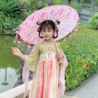 Sombrilla de Seda con Flecos de Pétalos - Accesorio de Danza de Tamaño Pequeño para Actuaciones Infantiles y Sesiones de Fotos de Hanfu