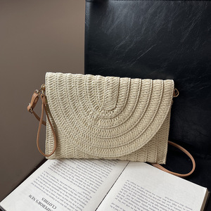 Women <b>Straw</b> Half Moon Shoulder Bag Natural Woven Flap Closure Lightweight Daily Use Crossbody <b>Handbag</b> - Product Image 6