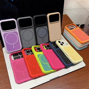 Coque antichoc en silicone liquide au toucher confortable pour iPhone 18 17 16 15 14 Pro Max, compatible avec la recharge sans fil, fine, avec cercle magnétique - Product Image 1
