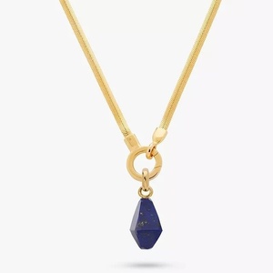 18K Banhado a Ouro Aço Inoxidável Colar Pingente Jóias New Natural Lapis Lazuli High Praise Heavy Fashion para a Europa Unidos - Product Image 1