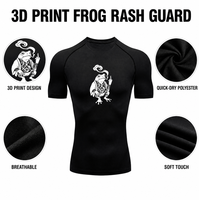 T-shirt de compression pour homme à imprimé 3D, séchage rapide, en polyester effet soie, pour fitness et gym, Rash Guard, motif grenouille japonaise