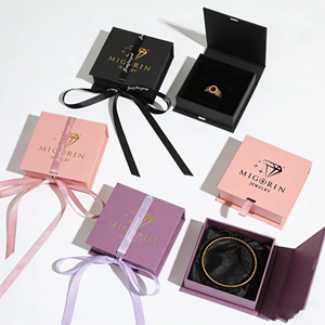 <b>Customized</b> Luxe Discreet Watch <b>Ring</b> Bracelet Necklace Boxes, Fashion Square Carton Magnetic Closure Flip Lid Jewelry Gift Boxes - Product Image 5