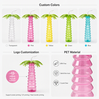 Gobelet isotherme sous vide en PET en forme de cocotier 500 ml, plusieurs couleurs, logo/design graphique personnalisable pour la plage et les fêtes