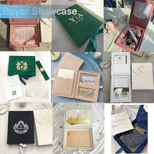 Ensemble d'invitations <span class=keywords><strong>de</strong></span> mariage en velours <span class=keywords><strong>bleu</strong></span> marine avec cartes en acrylique dorées, monogramme personnalisé, pompon, suite d'invitations <span class=keywords><strong>de</strong></span> mariage <span class=keywords><strong>de</strong></span> luxe - Product Image 4