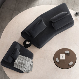 0n Sale 4 Seat Sectional Sofa Set Upholstered Fluffy Chenille Fabric Sofa <b>Bed</b> Soft Pillows for Apartment Living Room - Product Image 4
