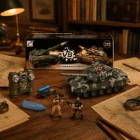 Char de combat RC à l'échelle 1:24, 2,4 GHz, construction métal-plastique, design télescopique, contrôleur infrarouge, sons et lumières simulés, piles incluses