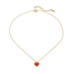 wholesale 316L Stainless Steel 14k 18k Gold Plated Pendant Heart <b>Ruby</b> <b>Necklace</b> for Women - Product Image 5