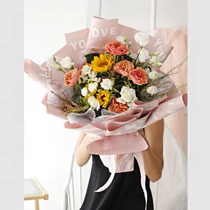 Papel de flores para buquê de buquê, novo estilo, impressão personalizada por atacado de flores "somente amor"
