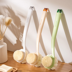 3-in-1 Soft Bristle Long Handle Bath <b>Brush</b> Flower Shape Double Sided For <b>Back</b> Body Foot Scrubbing Multifunctional Plastic - Product Image 1