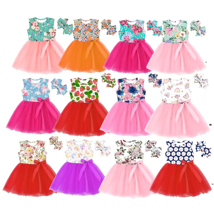 SQ-082-YXX Boutique Wholesale Kids Baby Girl Summer Dress Party Ball Gown Tulle Dresses Princess Dance Tutu