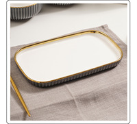 Service de vaisselle de luxe moderne en porcelaine, haute qualité, gris, vert, noir, bols, cadeau d'affaires, service pour 4 à 8 personnes