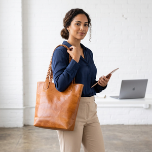 Sac fourre-tout bohème en cuir véritable pour femme, avec bandoulière tressée, fermeture éclair, sac à main vintage de couleur unie, sac de shopping de haute qualité - Product Image 4