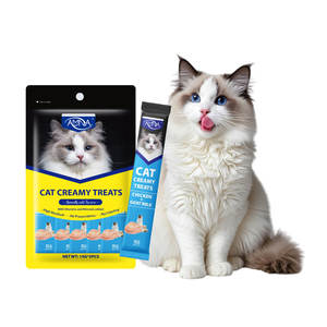 Toptan kedi püresi kedi kremsi davranır kedi şerit 15g Pet ıslak gıda tavuk + keçi süt aroması 5 adet/torba OEM/ODM - Product Image 1