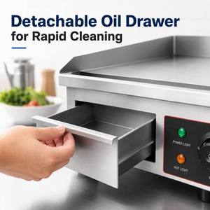 Commercial 1500W Electric <b>Flat</b> <b>Top</b> <b>Griddle</b> Professional Stainless Steel Countertop <b>Griddle</b> Machine for Restaurant Kitchen - Product Image 3