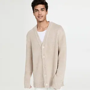 Factory sweater processing customized autumn and winter new V-neck single-breasted men's loose cardigan knitted jacket