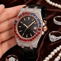 Jam Tangan Mekanik Pria dengan Tali Kulit, Moissanite, dan Baja Anti Karat Ukuran Besar yang Unik dan Modis