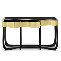 Meubles de salon au design élégant pour la maison, structure en acajou luxueuse fabriquée à la main et table console en laiton poli