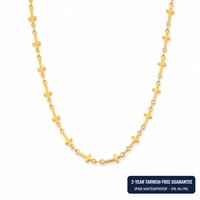 Wholesale Ready to Ship Jewelry 18K Gold Plated Cross String Choker Necklace Sweater Necklace Stainless Steel Jewelry Wholesale