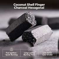 Charbon de chicha en coque de noix de coco à combustion longue durée, briquettes hexagonales, charbon à chicha du Moyen-Orient pour narguilé