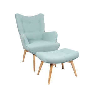 CARLFORD Modern Comfortable Fabric Light Blue <strong>Recliner</strong> <strong>Chair</strong> with <strong>Footstool</strong> Armchair for Living Room Bedroom Accent <strong>Chair</strong> - Product Image 2