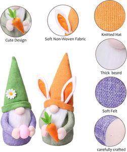 Ornaments Decoration Handmade Spring Plush Doll Easter Bunny Gnomes Decor - Product Image 4